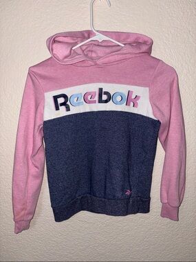 Reebok Pink, White & Navy Colorblock Kids' Hoodie
